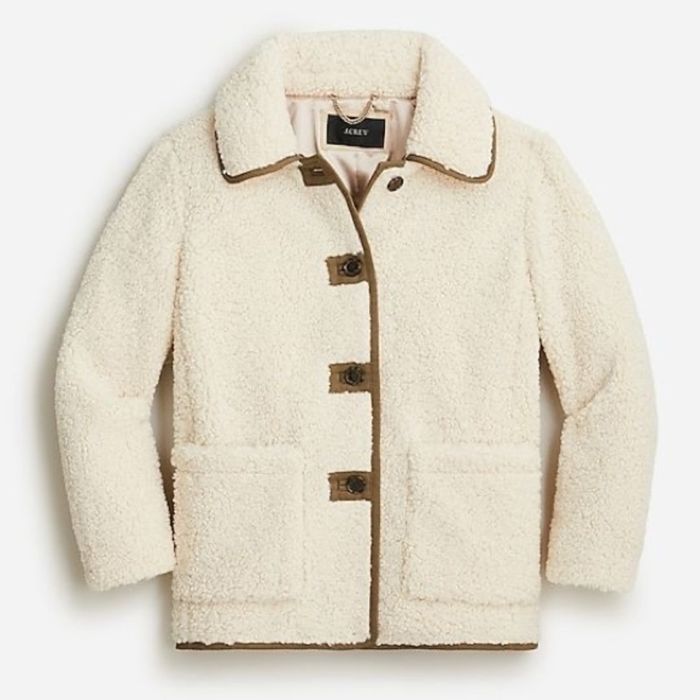 Petite j. Crew teddy sherpa jacket in dusty ivory